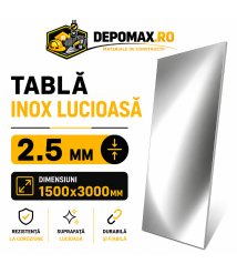 Tabla inox lucioasa BA, 2.5 x 1500 x 3000 mm, 4.5 mp Tabla inox lucioasa BA, 2.5 x 1500 x 3000 mm, 4.5 mp